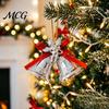 Durable Plastic Base Bell Christmas Ornament with Red Ribbon Bow, Small Jingle Thickened Electroplated Tree Hanging Decoration for Tree, Garland,