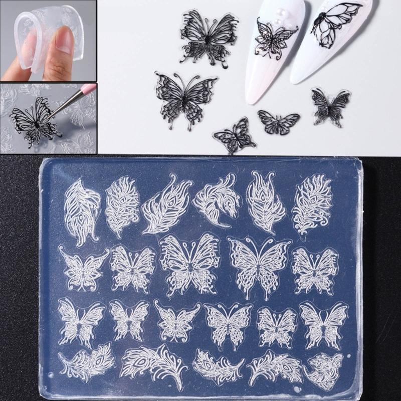 Silicone Nail Art Mold Embossing Patterns Nail Mould Decorations Versatile Jewelry Making Tools Handmade Carving Molds