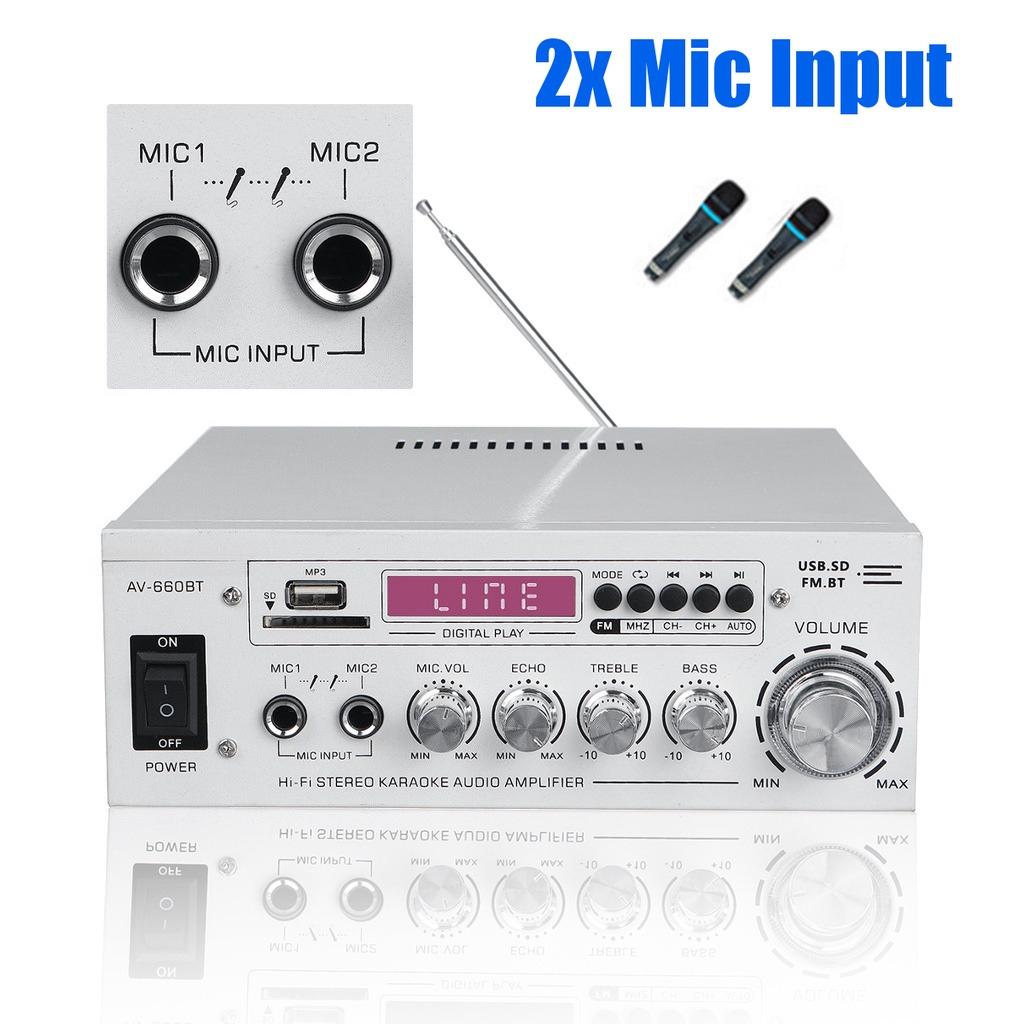 12/220 В усилитель HIFI 2-канальный усилитель мощности звука усилитель для домашнего кинотеатра Поддержка звука FM USB SD/дистанционное управление