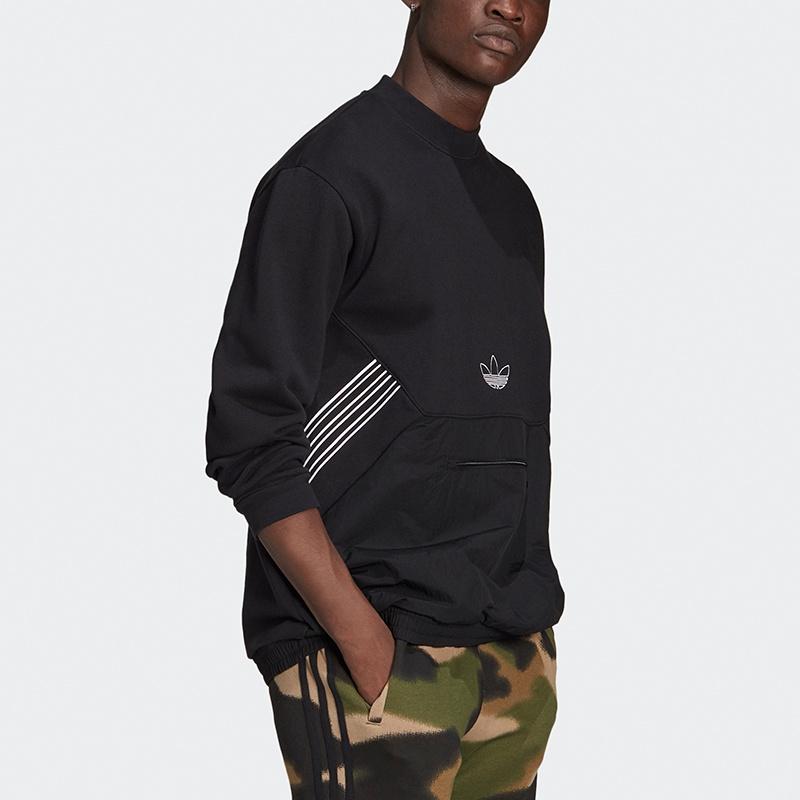 adidas originals Sprt Arc Crew Casual Sports Round Neck Long Sleeves Black Men's GN2464