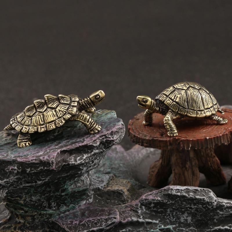 Lucky Small Money Turtle Retro Tortoise Statue Desktop Ornaments Solid Copper Figurines Home Decoration