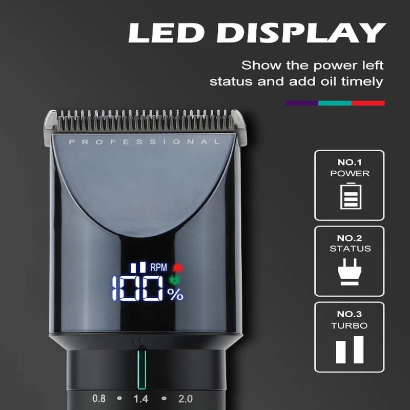 Мужская электрическая машинка для стрижки волос ЖК-цифровой дисплей Высокомощная электрическая машинка Двухскоростное преобразование частоты Машинка для стрижки волос Специально для парикмахерских