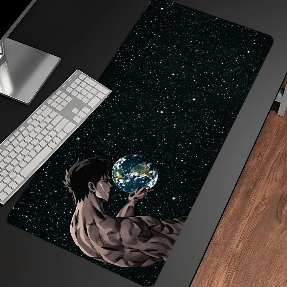 Large Desk Mat Anime Starry Sky Print Stitched Edge Anti‑Slip Rubber Base Smooth Mat For Gaming Home Office Desktop Decor