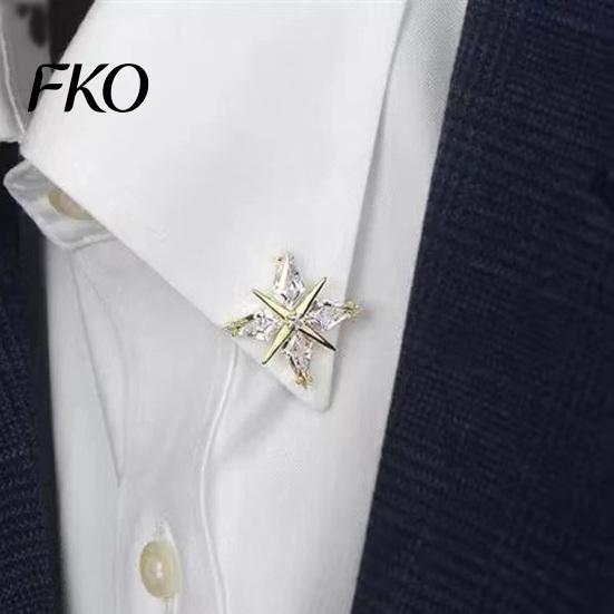 Brooch Pin with Invisible Safety Buckle, Star Shape Lapel Cubic Small Delicate Zirconia Rhinestone Accent, for Suits Shirts Wedding Formal Wear