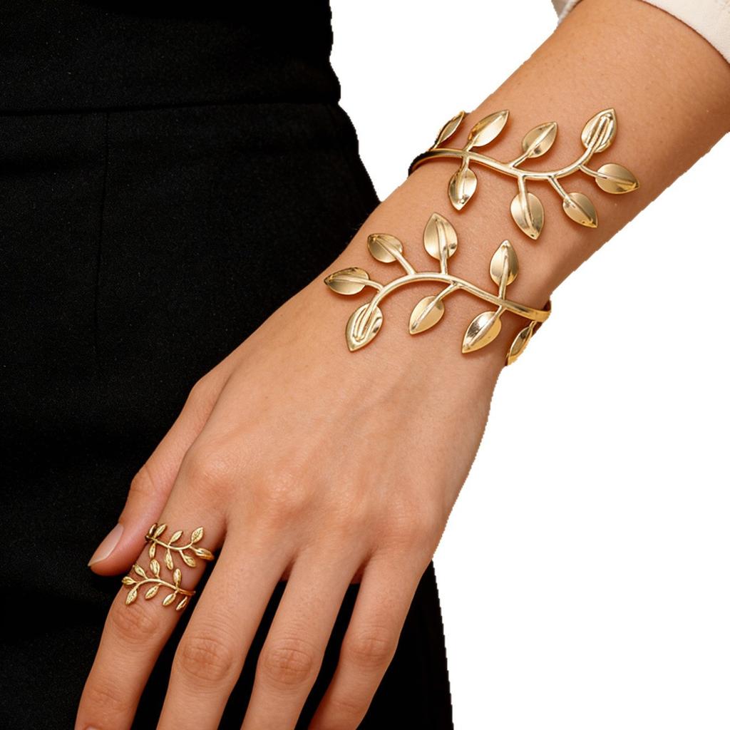 Hot Sale Geometric Hollow Bracelet Jewelry Set Women's Open Ring Jewelry
