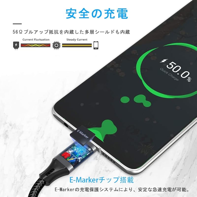 USB Type C Cable 0.3M USB-A To USB-C Cable [10Gbps Data Transfer 60W Fast Charging] USB3.2 Gen2 Standard PD Compatible Type C Heavy Duty Nylon Knit