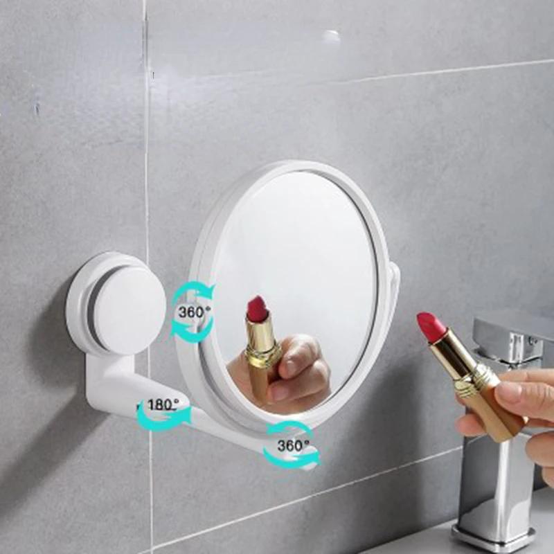Складное вращающееся на 360° косметическое зеркало с увеличительным стеклом, без перфорации, настенное зеркало для ванной комнаты, зеркало для бритья, HD Cosmetic