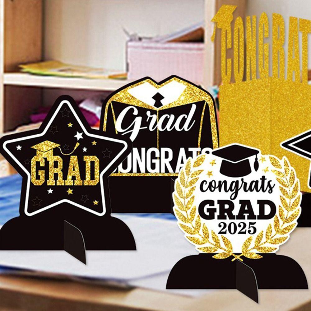 Черно-золотой выпускной настольный орнамент Поздравляю выпускника GRAD Тема Декор Одноклассники