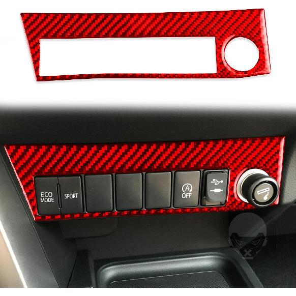 for Toyota RAV4 2013-2018 Accessories Window Switch Panel Red | Real Carbon Fiber, for Toyota RAV4 2013 2014 2015 2016 2017 2018, Interior Trim
