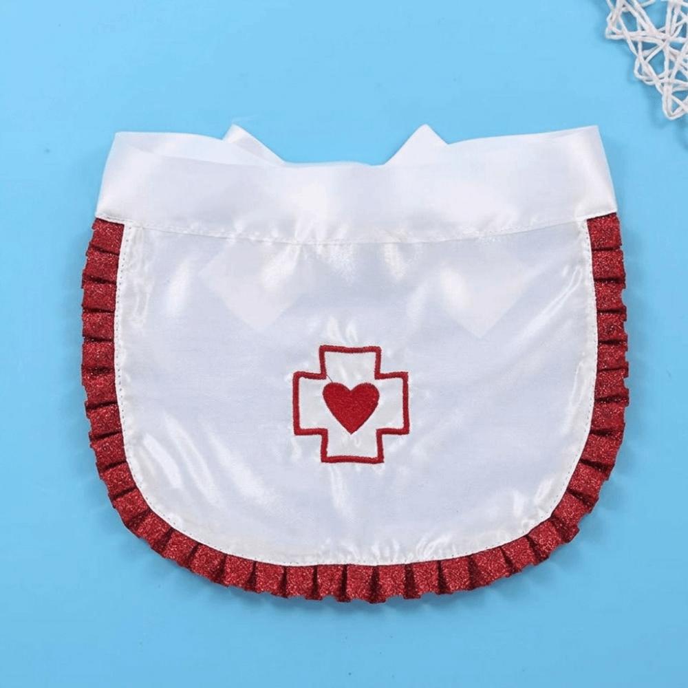 Ruffle Fringe Edge Nurse Costume Accessories Red Cross with Heart Nurse Headband Halloween Party