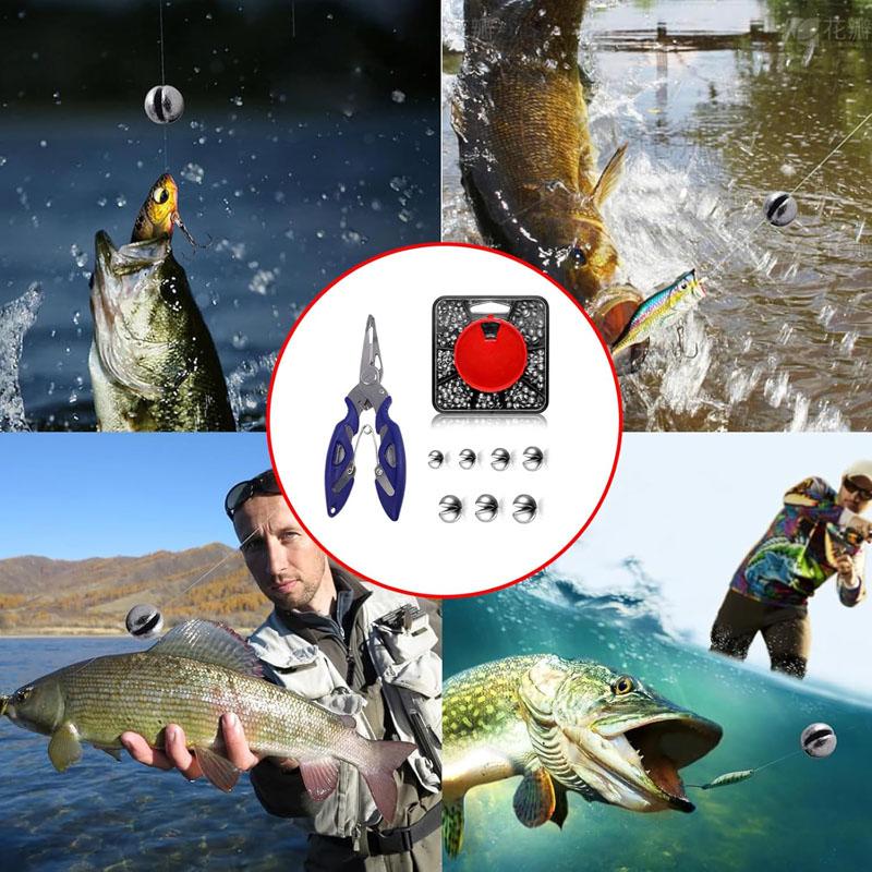 179 шт. рыболовных грузил для раздельной рыбалки, набор рыболовных снастей с 7-позиционным дозатором и плоскогубцами, мягкие металлические грузила для ловли карпа и крупной рыбы