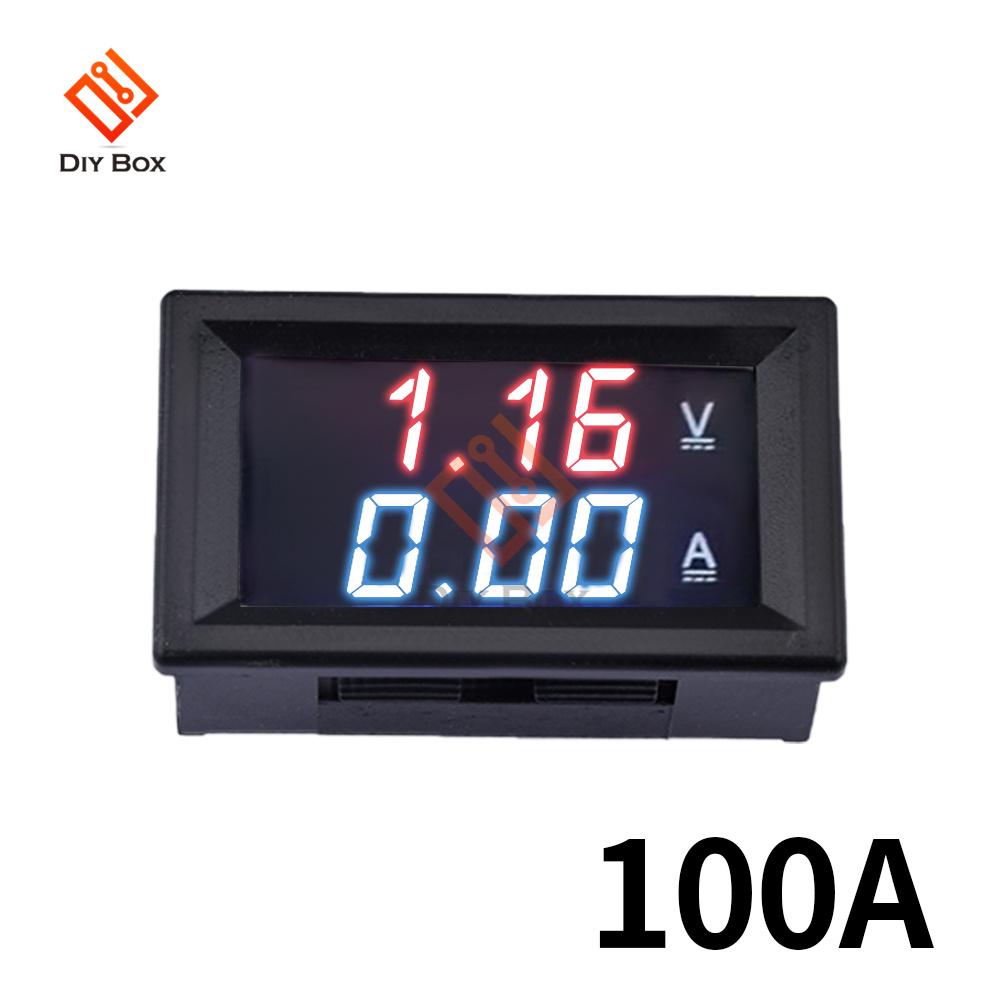 Мини цифровой вольтметр-амперметр для автомобиля DC 100V 10A 50A 100A Светодиодный дисплей Панель Ампер Вольт Напряжение Ток Измеритель Тестер Детектор
