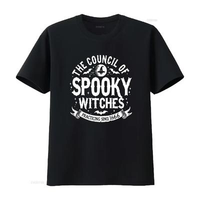 The Council Of Spooky Witches T Shirt Funny Halloween UNISEX For Men And Women Vintage Washed Graphic Slightly Homme Streetwear