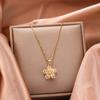 Light Luxury Shiny Zircon Rotatable Flower Pendant Necklace For Women Stainless Steel Romantic Spin Floral Plant Choker Jewelry