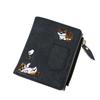 Fashion Cowboy Style Wallet Cat Embroidery Pattern Large Capacity Buckle Phone Pocket Bag Coin Purses for Women Men