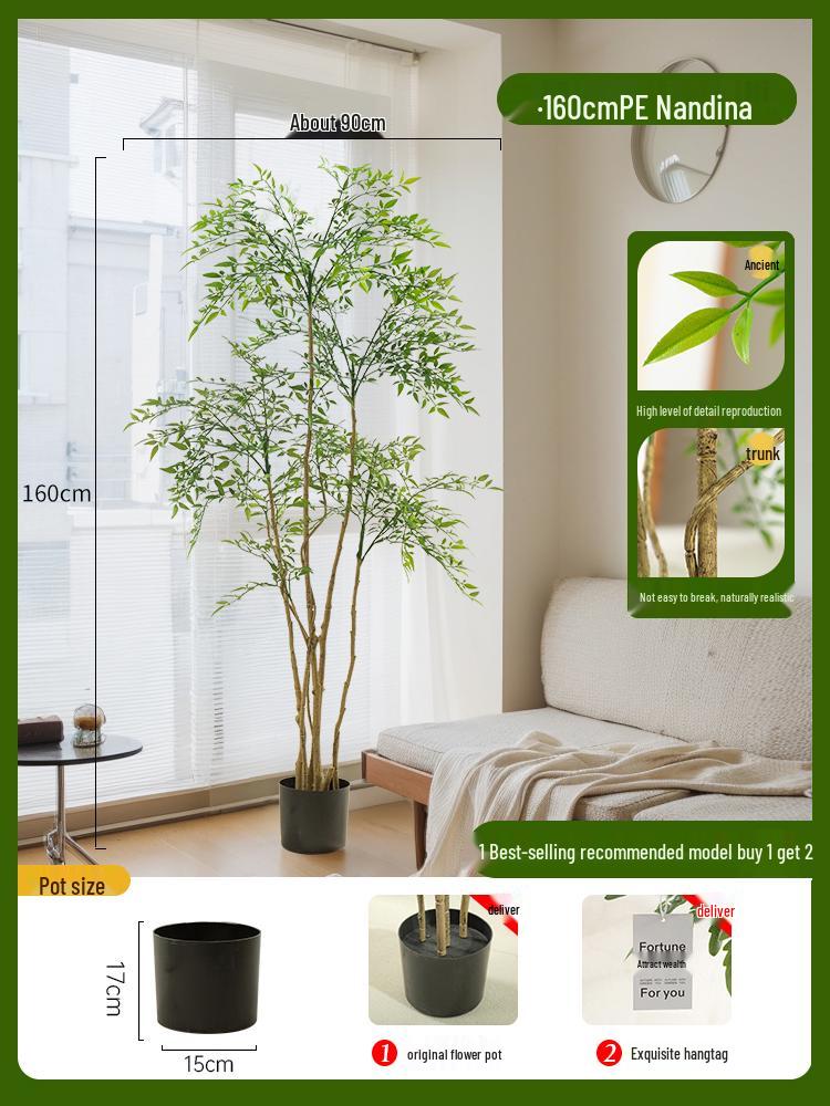Nandina Bionics Artificial Tree: Elegant Indoor Decor, Large Potted Floor Plant