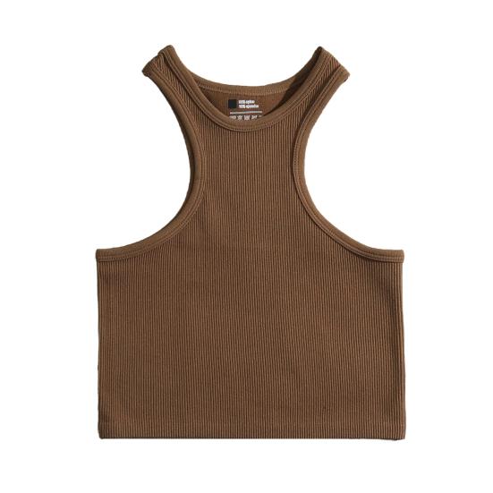 Yousheng Женский жилет для бега с круглым вырезом без рукавов, короткие майки, однотонный цвет, ребристый, эластичный, быстросохнущий жилет со спиной-борцовкой