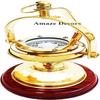 Brass Gimbled Compass Nautical Brass Compass On Wooden Base Marine Ship Compass