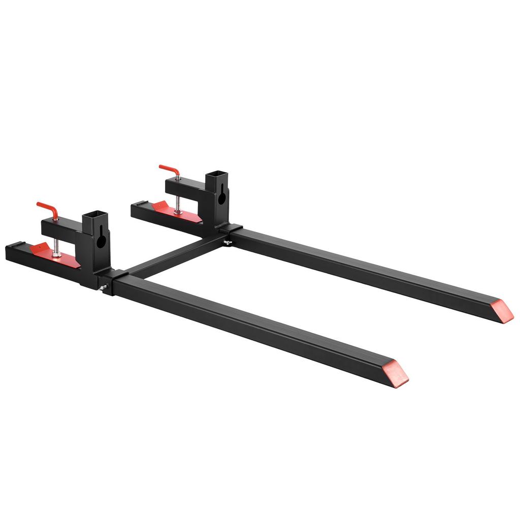 VEVOR Pallet Forks, 907 kg Clamp on Pallet Forks, 149 cm Total Length Heavy-Duty Tractor Fork with Adjustable Stabilizer Bar for Tractor Attachments