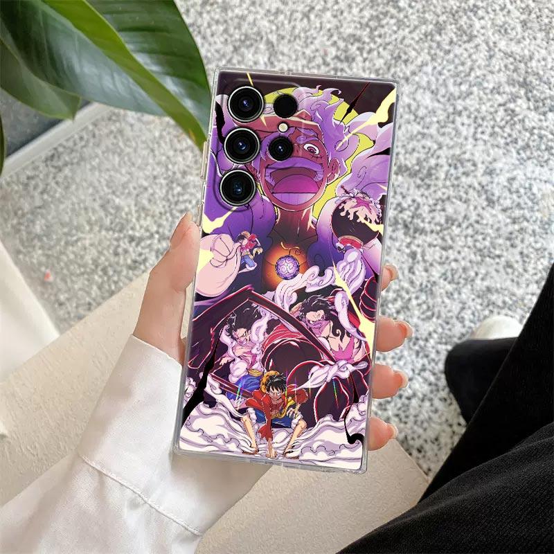 One Luffys Piece Sun God Nika S26Ultra Case Coque For Samsung Galaxy S25 S26 S24 S23 Ultra S22 S20 Plus S21 FE Clear Phone Cover