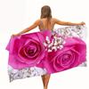 1Тропический цветочный узор с розовыми розами, Банное полотенце, Полиэстеровая ткань, Машинная стирка, Подходит для пляжа, бассейна, кемпинга и спортзала