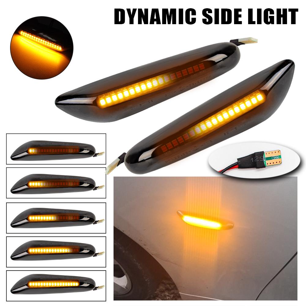 Дымовые линзы, динамический плавный светодиодный указатель поворота, боковой габаритный фонарь, 2 шт., автомобильный свет для BMW E90 E91 E92 E93 E60 E87 E82 E46, мигалка, последовательная лампа