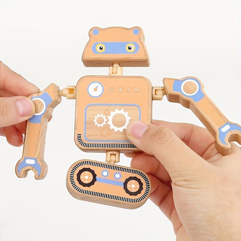 Новые деревянные сборные игрушки-роботы, забавный защелкивающийся дизайн, 4 разных робота, настольная игра, рождественский пасхальный подарок для мальчиков и девочек старше 3 лет