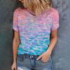 Женская розовая футболка с абстрактным принтом вихря - летний повседневный модный стиль, удобный круглый вырез, короткий рукав
