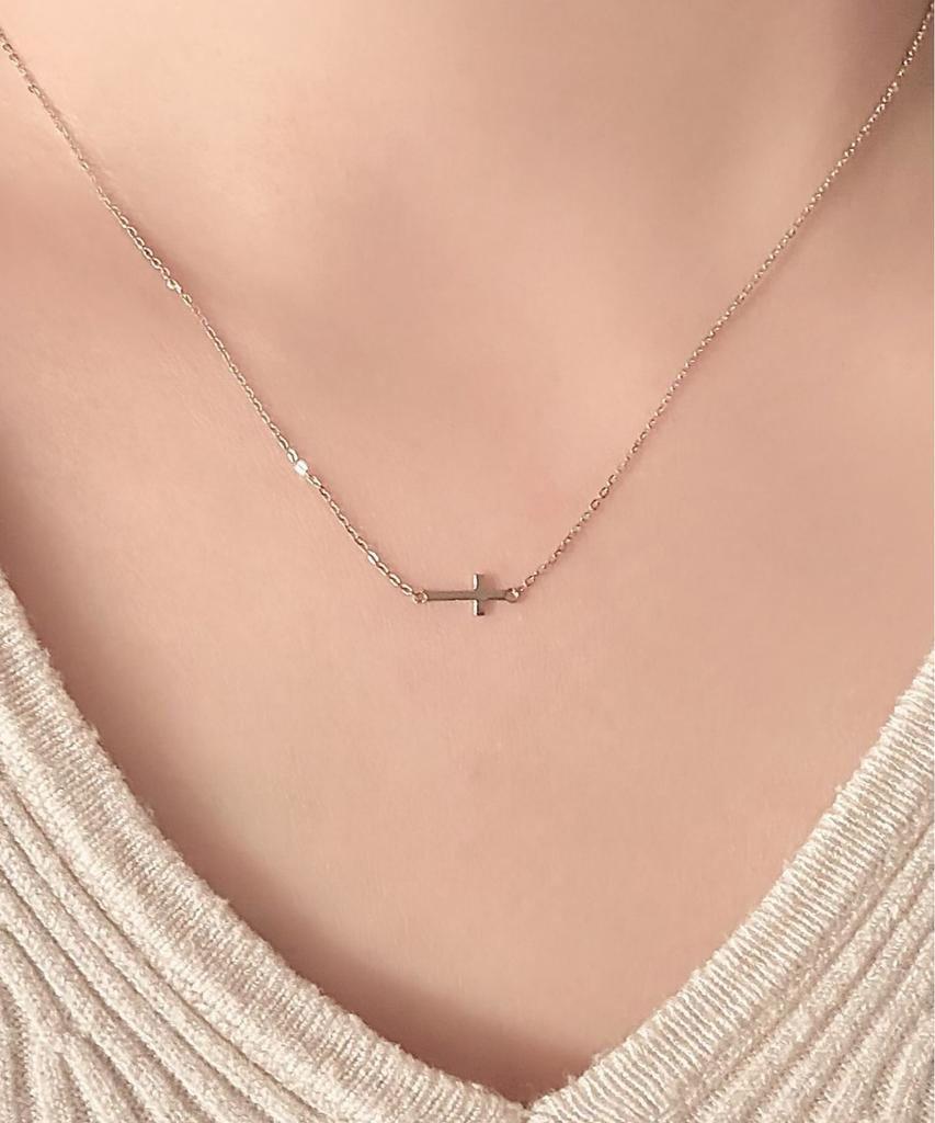 Judien 14K 18K Mini Cross Chain Necklace (Type A)