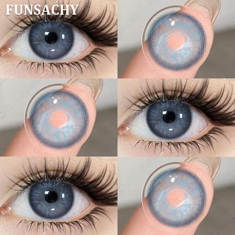 FUNSACHY 1 Pair Natural Brown Contact Lenses for Eyes Beautiful Pupils for Makeup Cosmetics Brown Color Lenses Gray Softlens