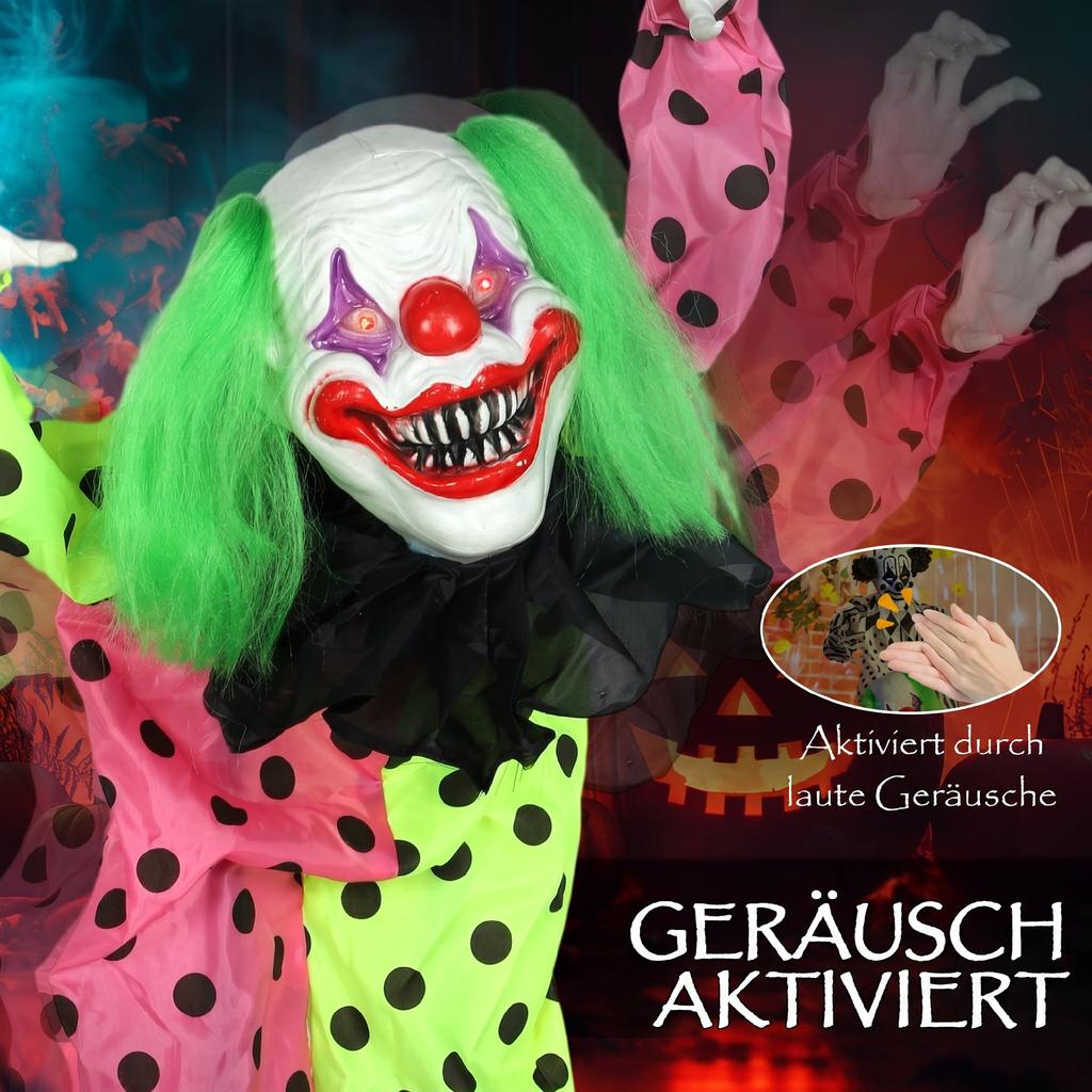 Stackable Halloween animatronics clowns with red glowing eyes for indoor party props