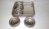 Square German Silver Tray with Four Bowls | Square Decorative Tray | Best Gift for Décor (Set of 5) Size:10x10" | Size Bowl: 4x4"
