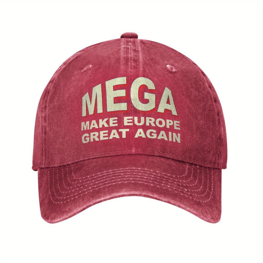 КЕПКА БЕЙСБОЛКА MEGA MAKE EUROPE GREAT AGAIN Регулируемая - Черная, Винтажный Стиль, Повседневный Головной Убор