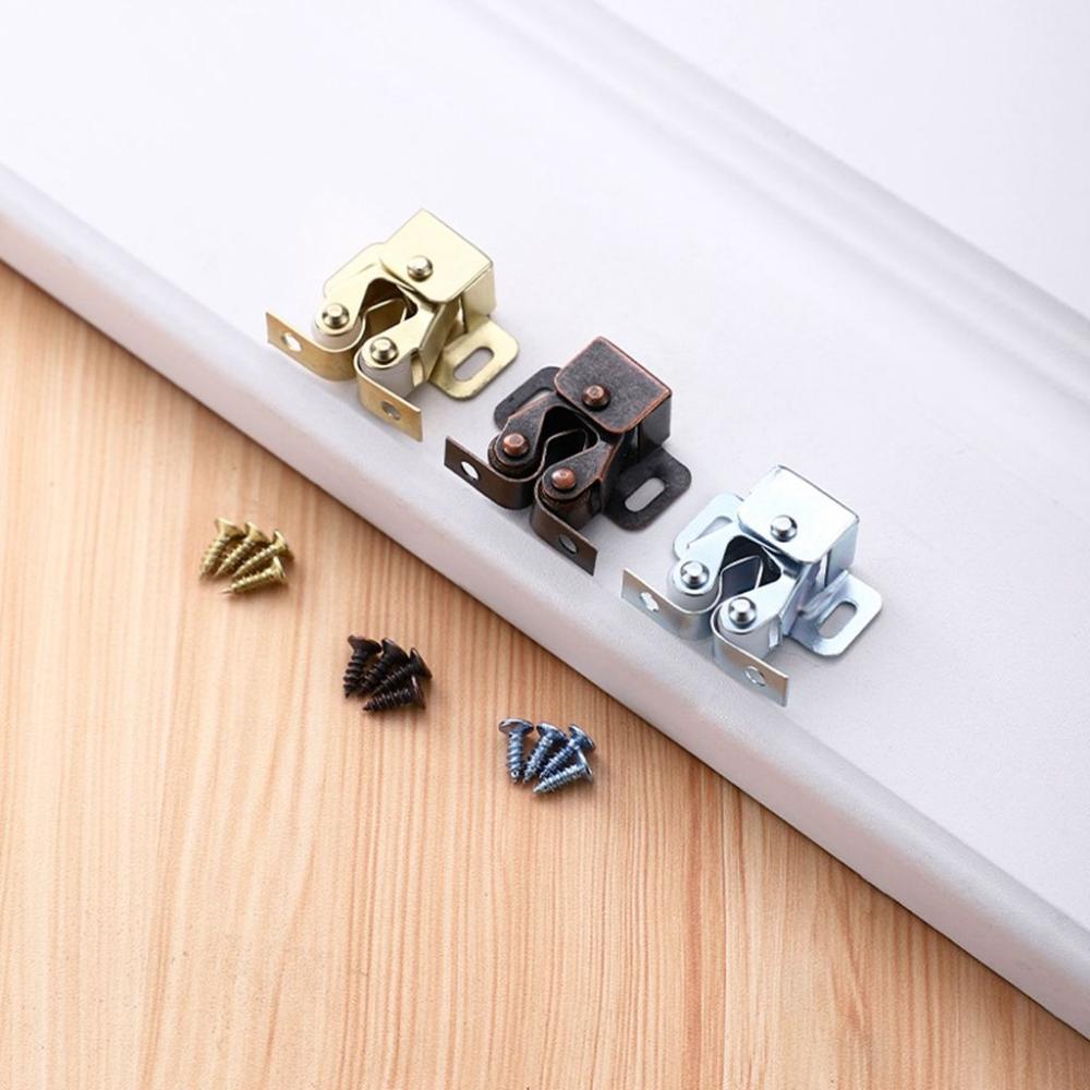 Duty For Wardrobe With Screws Double Roller Catch Cupboard Lock Furniture Fittings Door Stop Closer