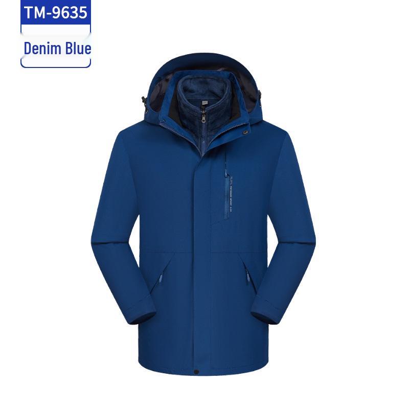 Trekking Jacket Duo: Hooded, Wind & Waterproof, Solid Color, Spring/Autumn Outerwear for Couples - Mountain & Business Style