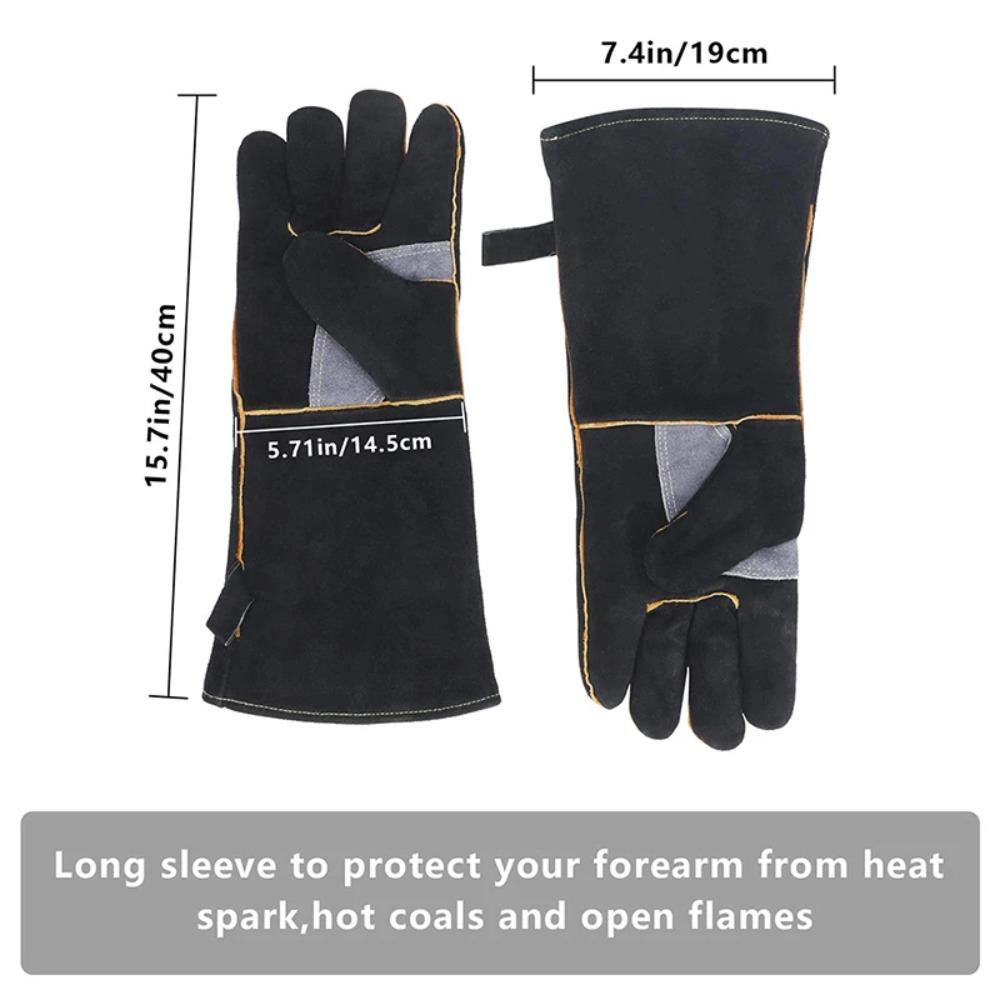 High-temperature and Fire-resistant Gloves Made of Cowhide with Kevlar Stitching. Heat Insulated and Bite-resistant Gloves.