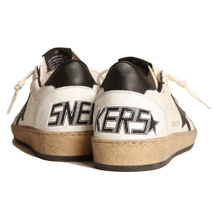 GOLDEN GOOSE Мужские низкие кожаные скейтбордистские кроссовки Ball Star, белые с черными вставками, GMF00117.F003771.10283