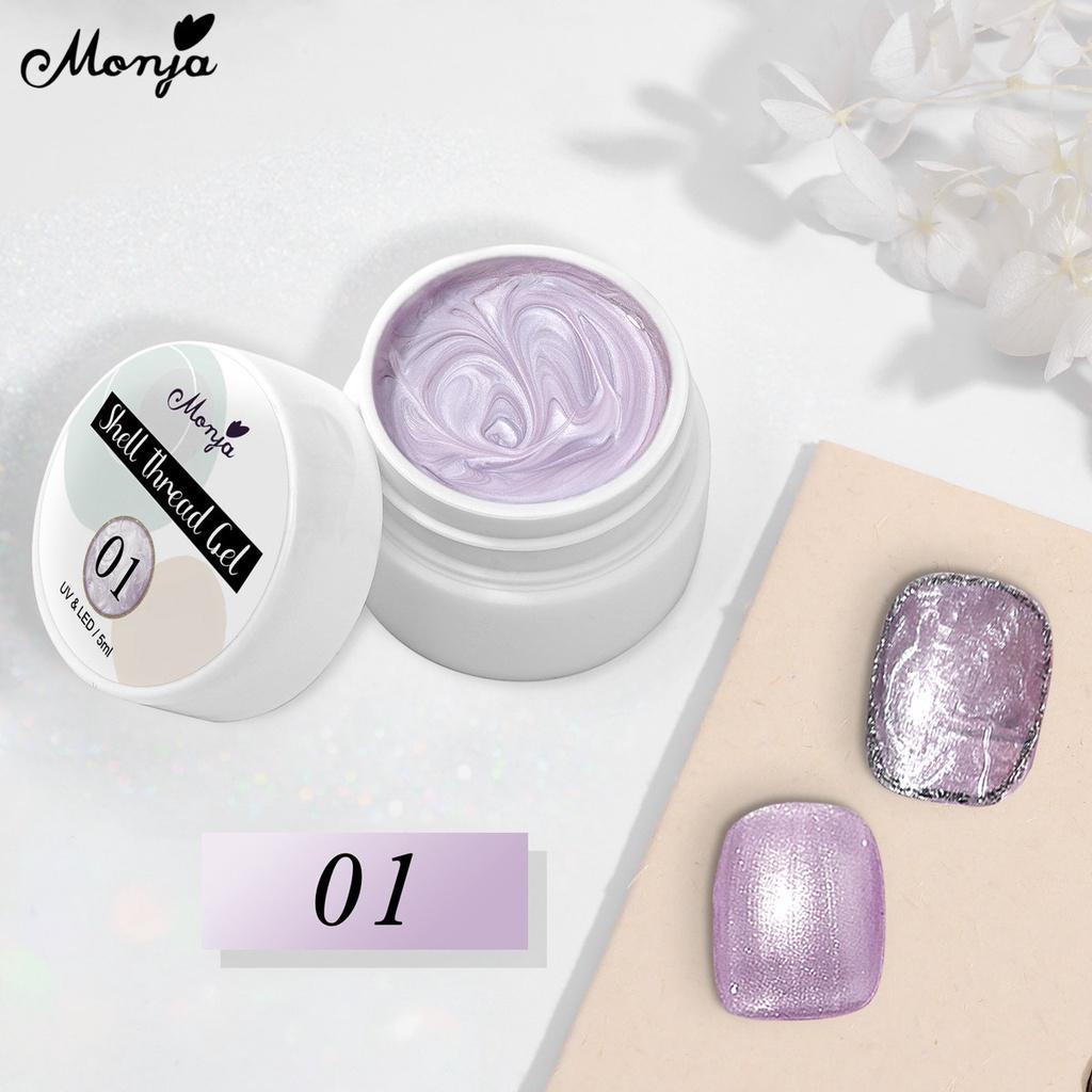 monja Nail Art 5 мл Pearl Shell Spiral Glitter Pearly Semi Permanent Nail UV Gel Varnish DIY Manicure Design Tool 14 Solid Colors