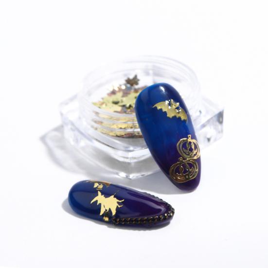 Тыквенная летучая мышь 3D блестящие ломтики для ногтей художественный декор сплав хлопья наклейка