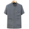 Middle-aged and Elderly Men's Summer Short-sleeved Shirt Stand-up Collar Thin Shirt Trousers Suit