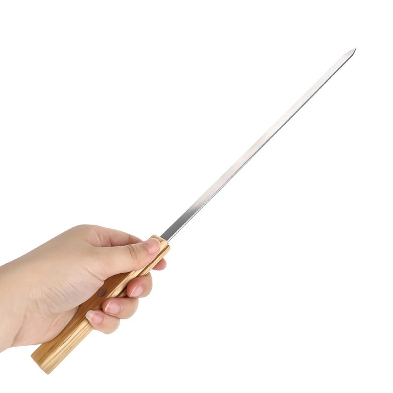 6 шт. Игла для сверления из нержавеющей стали с большой деревянной ручкой и плоской ручкой для барбекю, расширенная, очень толстая, 42 см, коммерческий знак для бараньей ноги