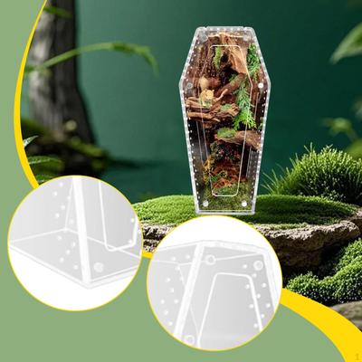 Акриловый террариум-клетка для разведения, прозрачный вивариум в форме коробки, среда обитания для амфибий, террариум для рептилий