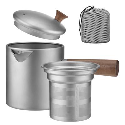 Походные чайники для кипячения воды с боковой деревянной ручкой, титановый чайник, портативный, для улицы, легкий, для заваривания чая с тонким