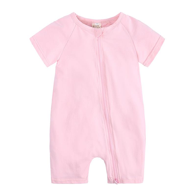 1Pieces Solid Color Breathbale Newborn Jumpsuit Summer Short Sleeve Cotton Baby Boy Girl Romper
