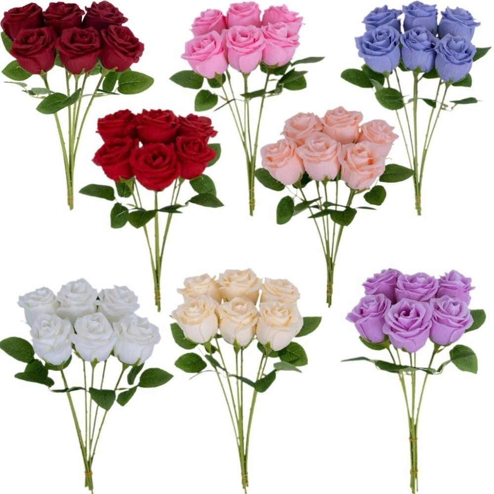 1pc DIY Floral Materials Simulated Rose Bouquet Silk Rose Artificial Flowers Photography Props