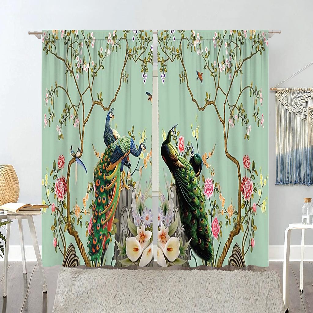 Синий павлин с цветком павлина оконные шторы для гостиной роскошный разделитель спальни левый и правый 2 панели