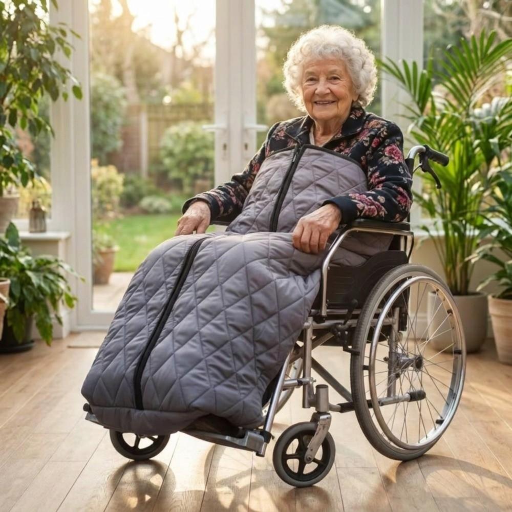Zipper Wheelchair Windproof Blanket Fleece-Lined Wheelchair User Leg Cover Nursing Home