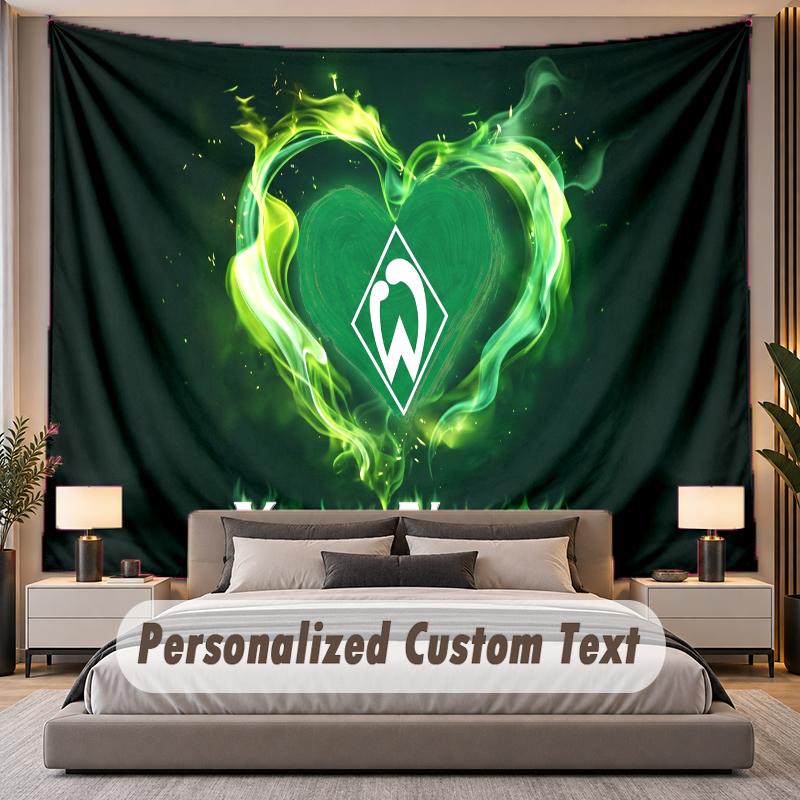 Custom Name Text Tapestry Werder Bremen FC Personalized Polyester Wall Tapestry For Bedroom And Room