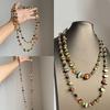 Bohemian Antique Necklace Colorful and Green Double Layers Necklace Long Necklace Women Girls