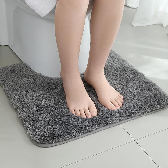 Absorbent Toilet Rug U Shaped Plush Floor Mat Machine Washable Non Slip Contour Bathroom